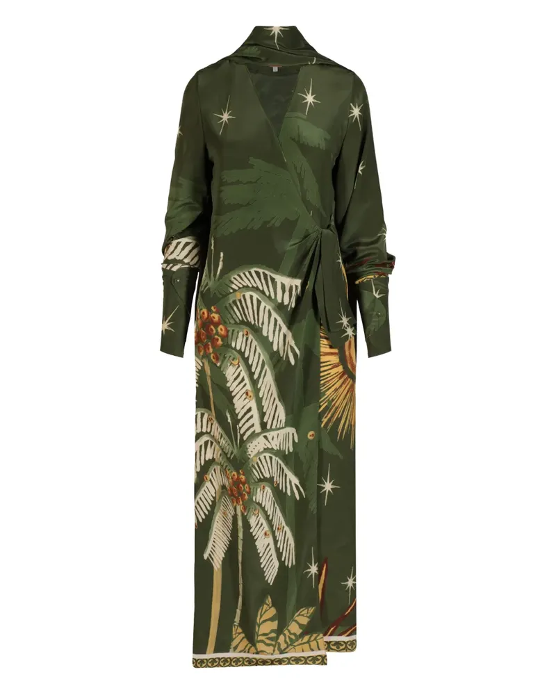 Johanna Ortiz Maxikleid mit Print - Grün Grün
