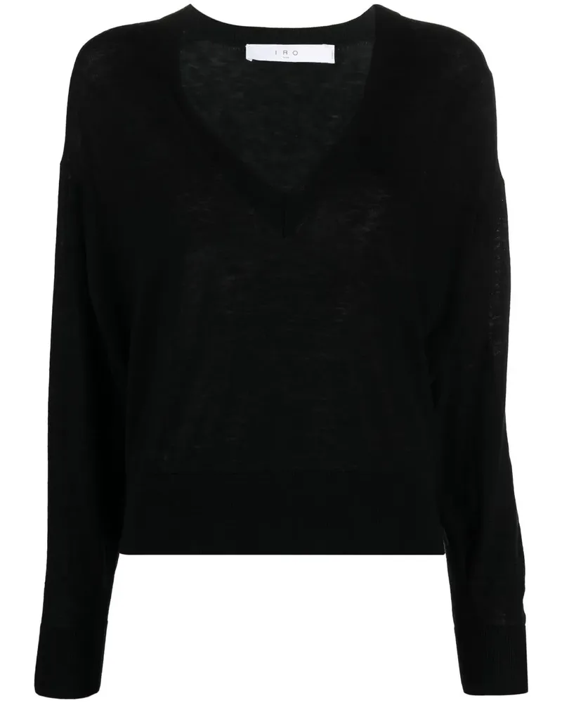 IRO Fein gestrickter Pullover mit V-Ausschnitt - Schwarz Schwarz