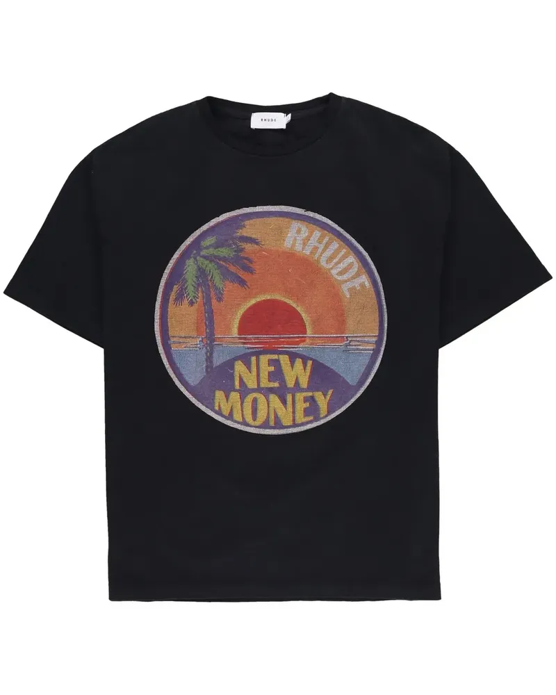 RHUDE T-Shirt mit grafischem Print - Schwarz Schwarz