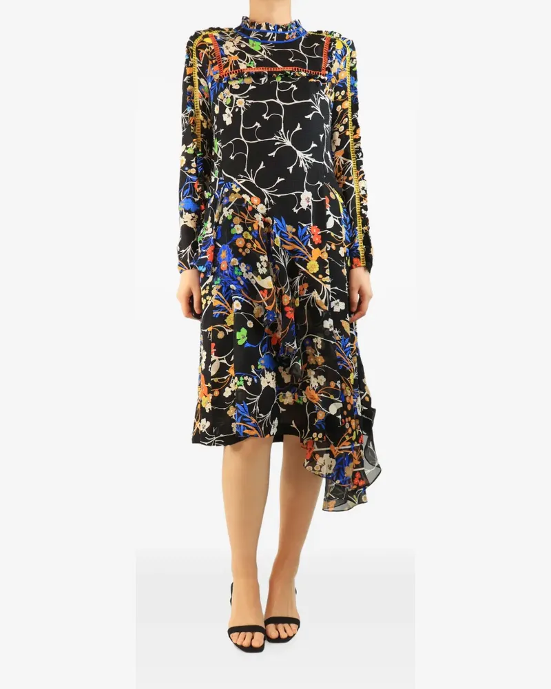 Preen x Thornton Bregazzi floral-print asymmetric midi dress - Schwarz Schwarz