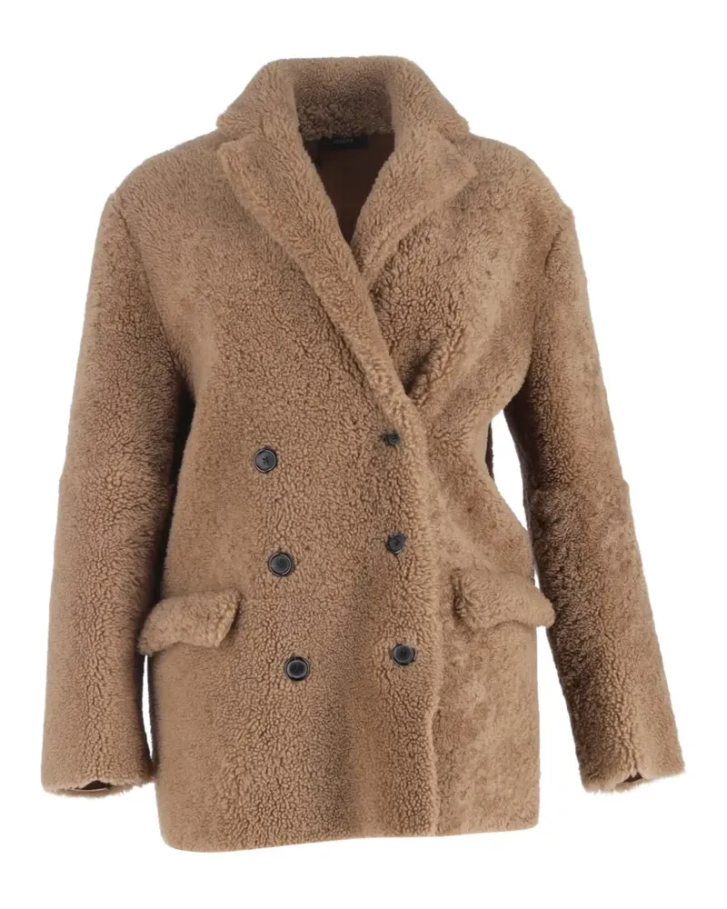 Joseph Doppelreihiger Shearling-Mantel - Braun Braun