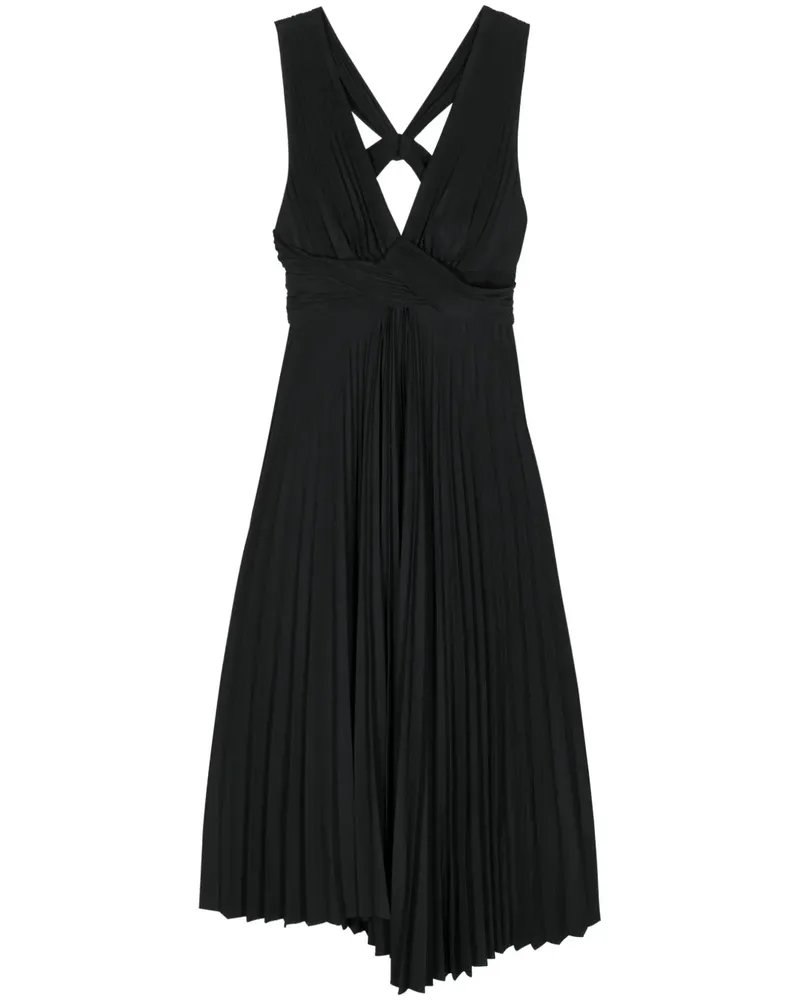 A.L.C. Plissiertes Everly Midikleid - Schwarz Schwarz