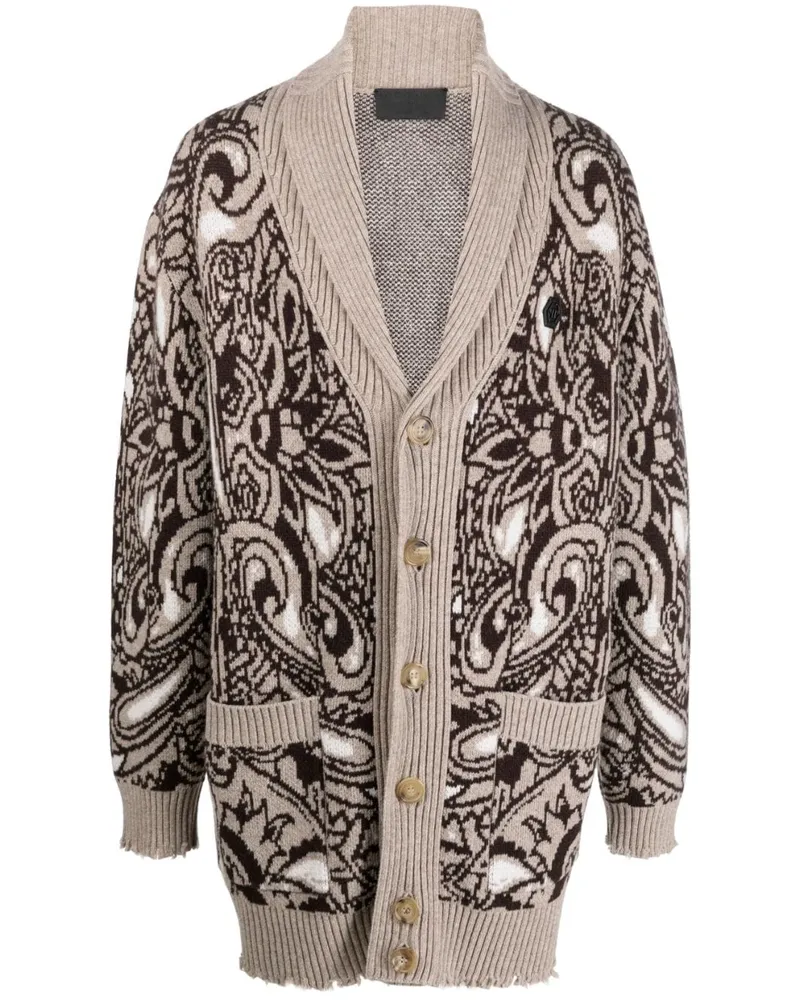 Philipp Plein Cardigan mit Paisley-Print Nude