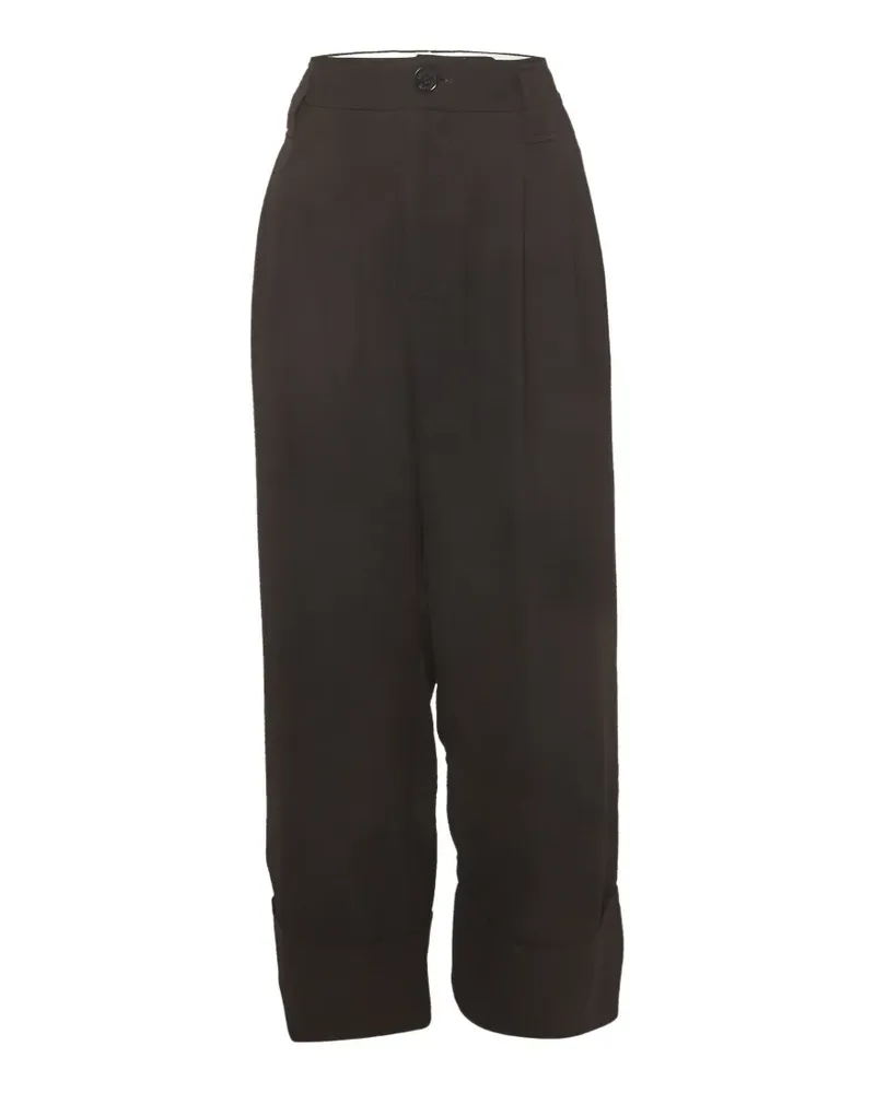 Ganni Cropped-Hose mit Falten - Schwarz Schwarz