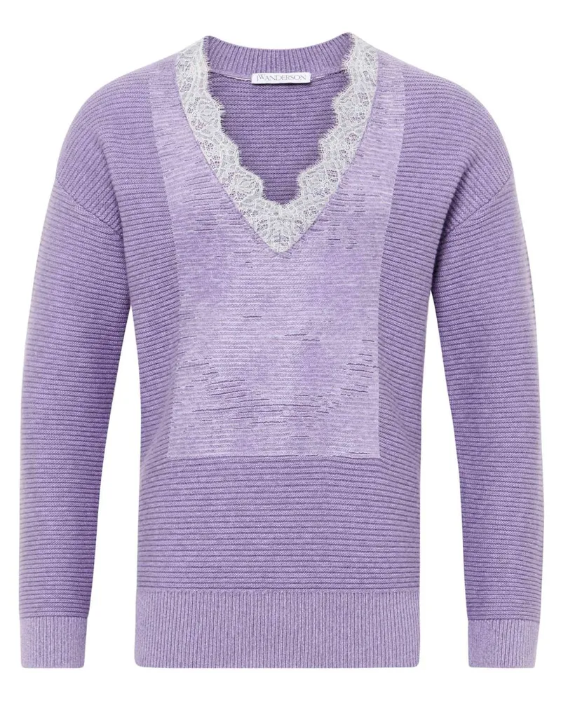 J.W.Anderson Pullover mit Spitzenbesatz - Violett Violett