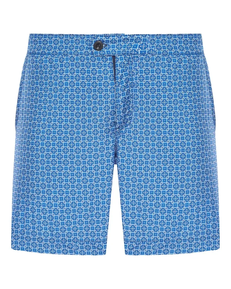 Incotex Gemusterte Badeshorts - Blau Blau