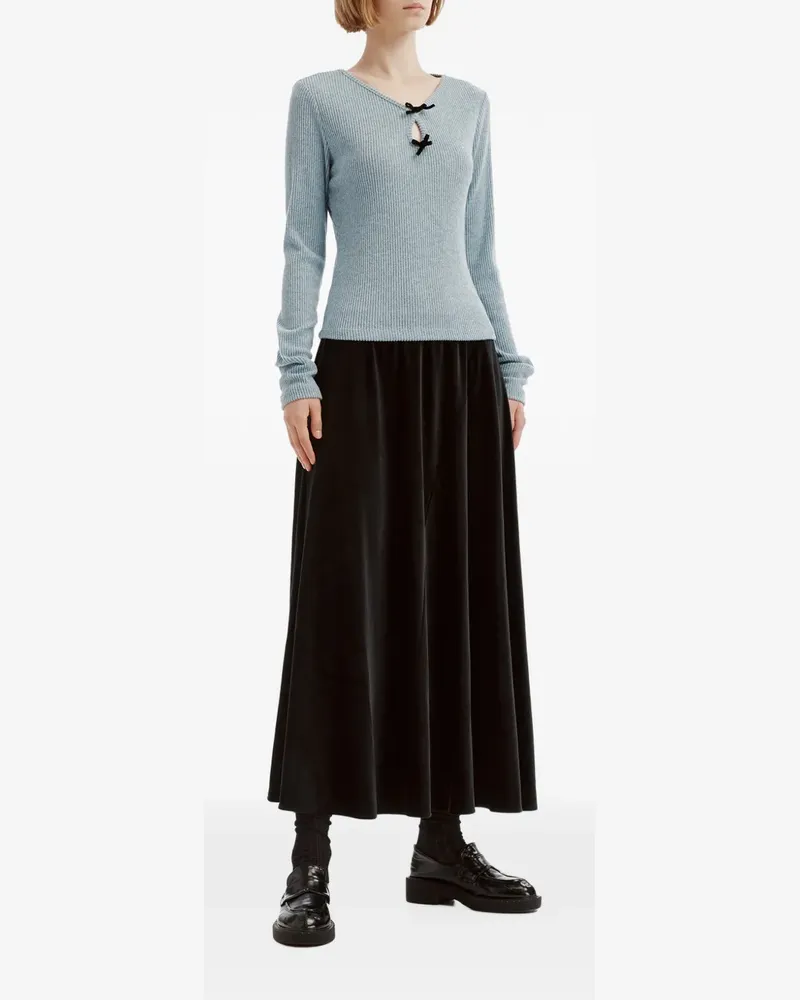 b+ab velvet-effect flared midi skirt - Schwarz Schwarz