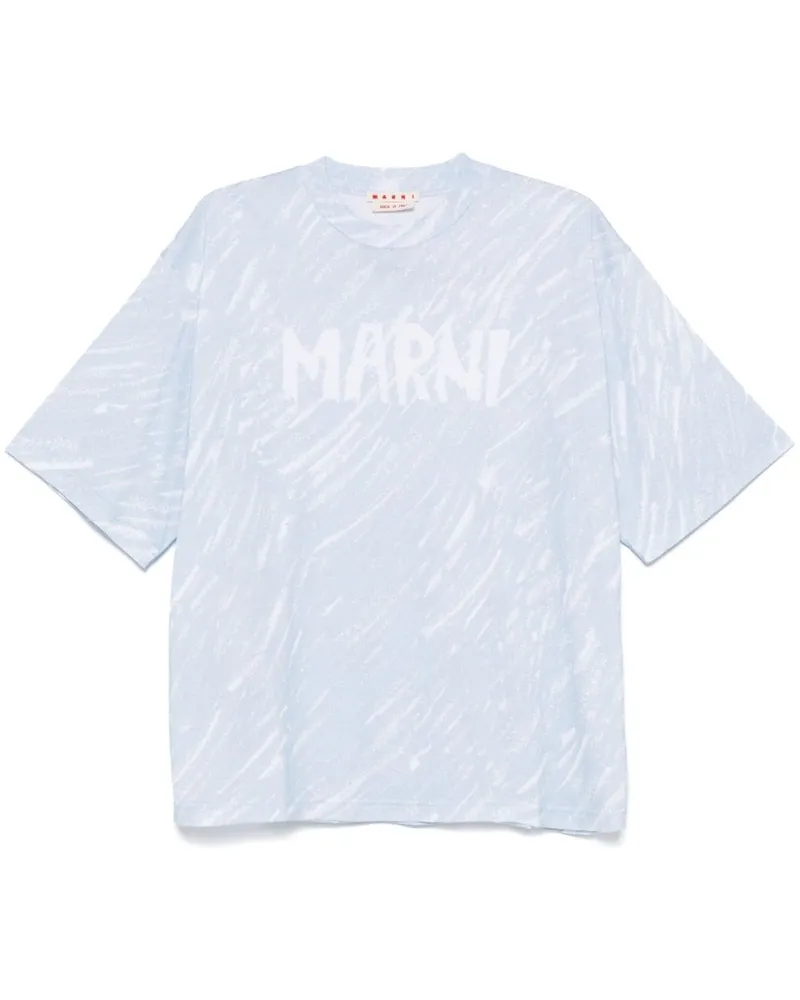 Marni T-Shirt mit Logo-Print Blau