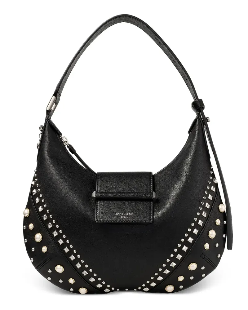 Jimmy Choo Kleine Bar Hobo Schultertasche mit Nieten - Schwarz Schwarz