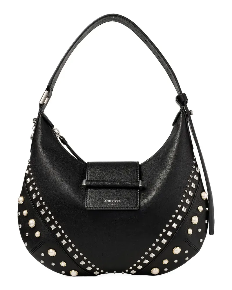 Jimmy Choo Kleine Bar Hobo Schultertasche mit Nieten - Schwarz Schwarz
