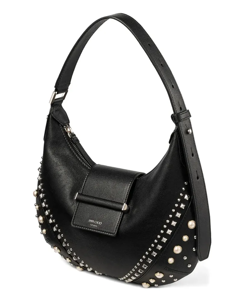 Jimmy Choo small Bar Hobo studded pearl shoulder bag - Schwarz Schwarz