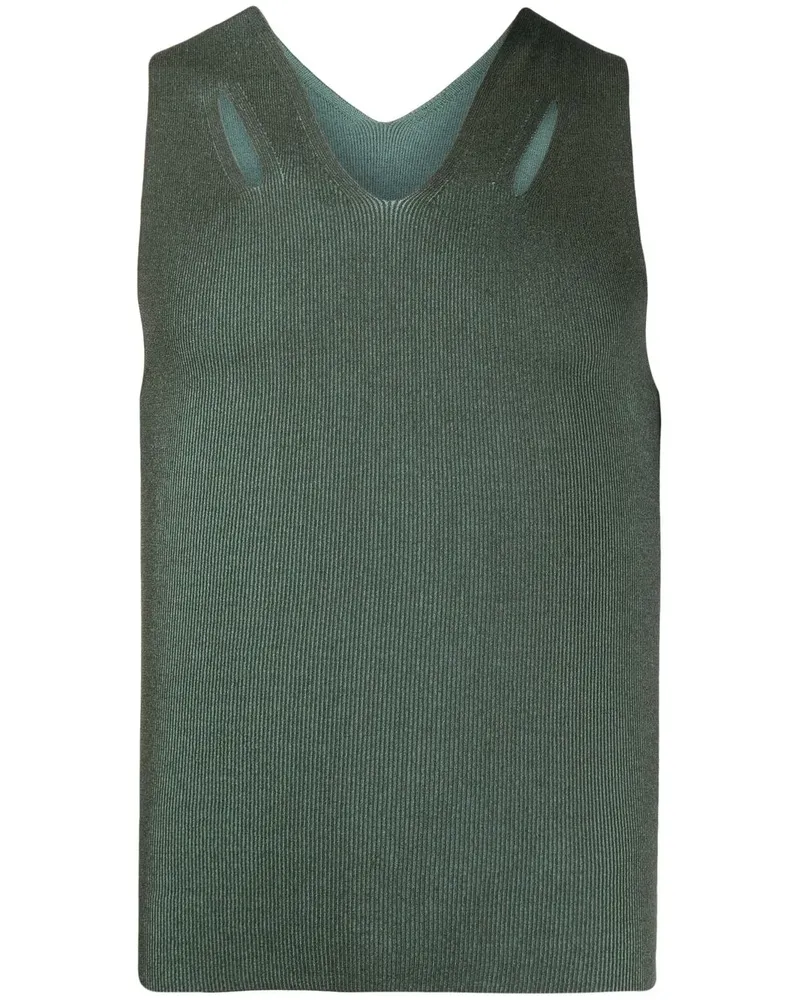 Dion Lee Geripptes Stricktop mit Cut-Outs - Grün Grün
