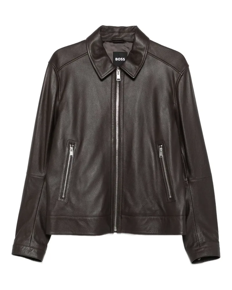 HUGO BOSS Klassische Lederjacke - Braun Braun