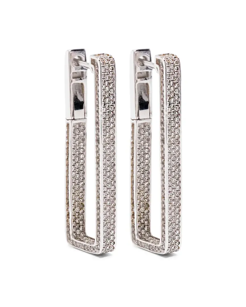 SHAY 18kt Deco Link Weißgoldohrringe mit Diamant - Silber Silber