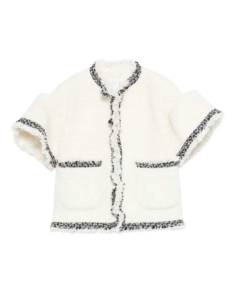 Sacai fringed tweed jacket - Nude Nude