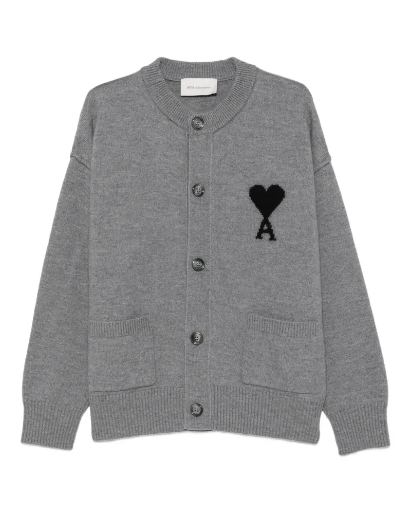 AMI Paris Cardigan mit Ami de Coeur-Motiv - Grau Grau