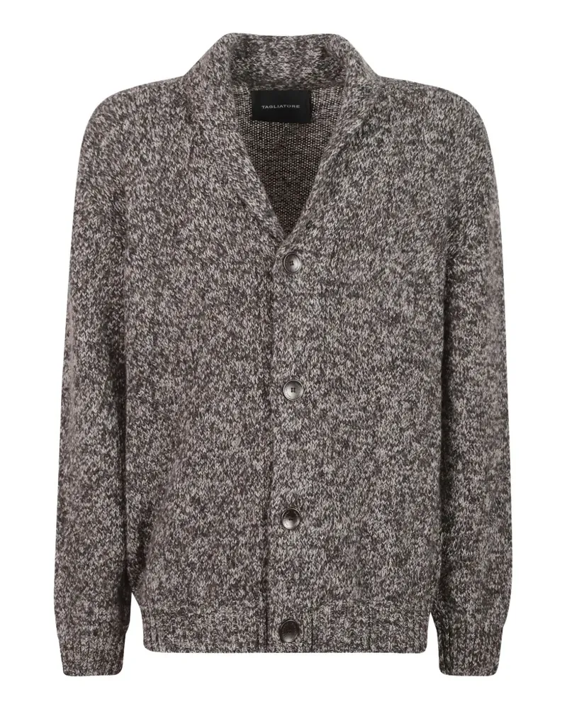 Tagliatore Melierter Cardigan mit Schalkragen - Braun Braun