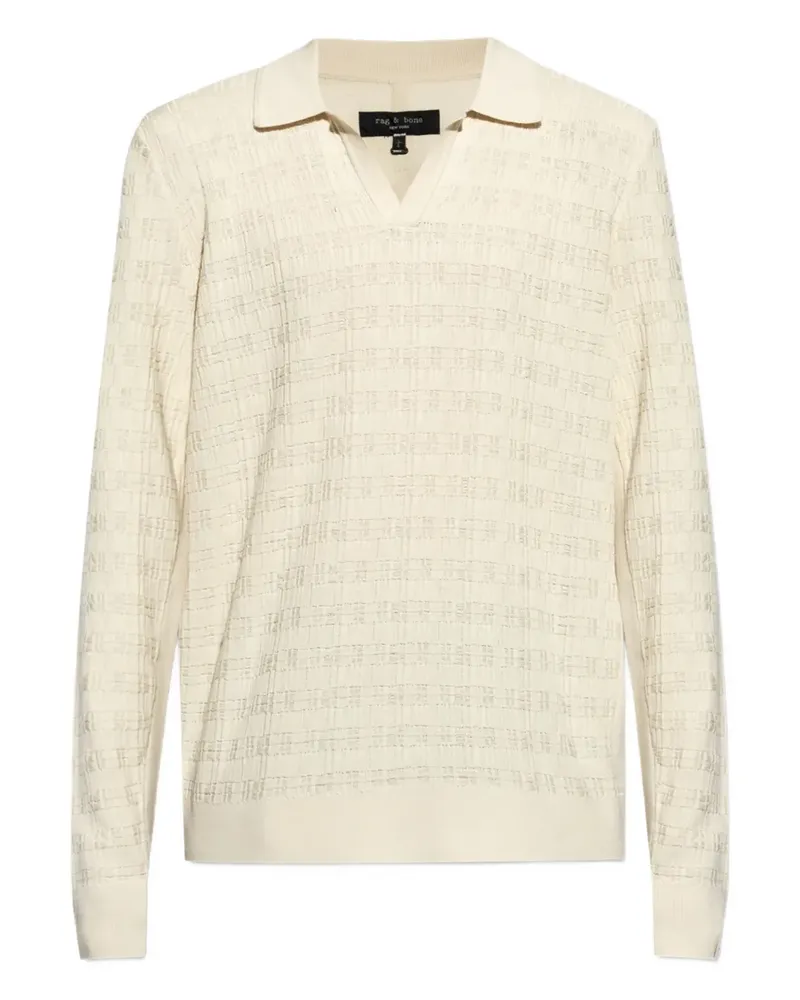 Rag & Bone Strukturiertes T-Shirt mit Poloshirtkragen - Nude Nude