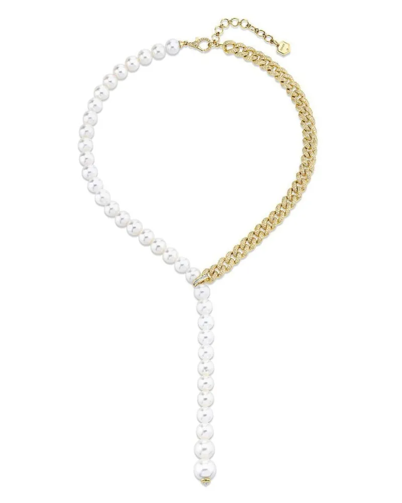 SHAY 18kt Split Gelbgoldhalskette mit Perlen und Diamant Gelb