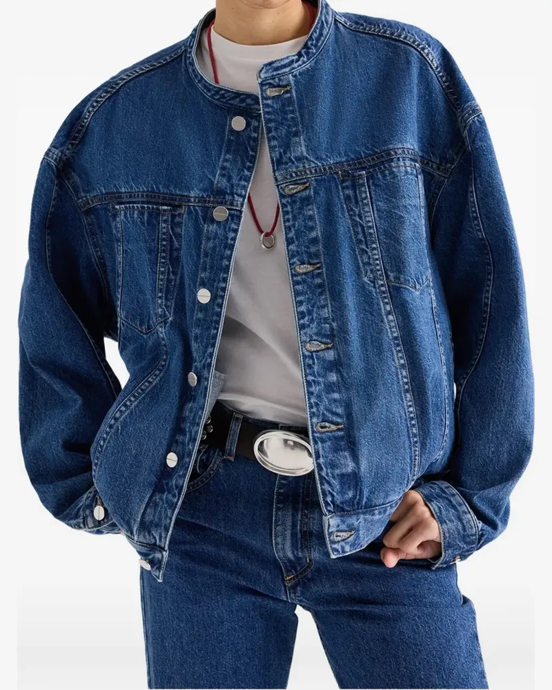 TWP Dawson Jeansjacke ohne Kragen - Blau Blau