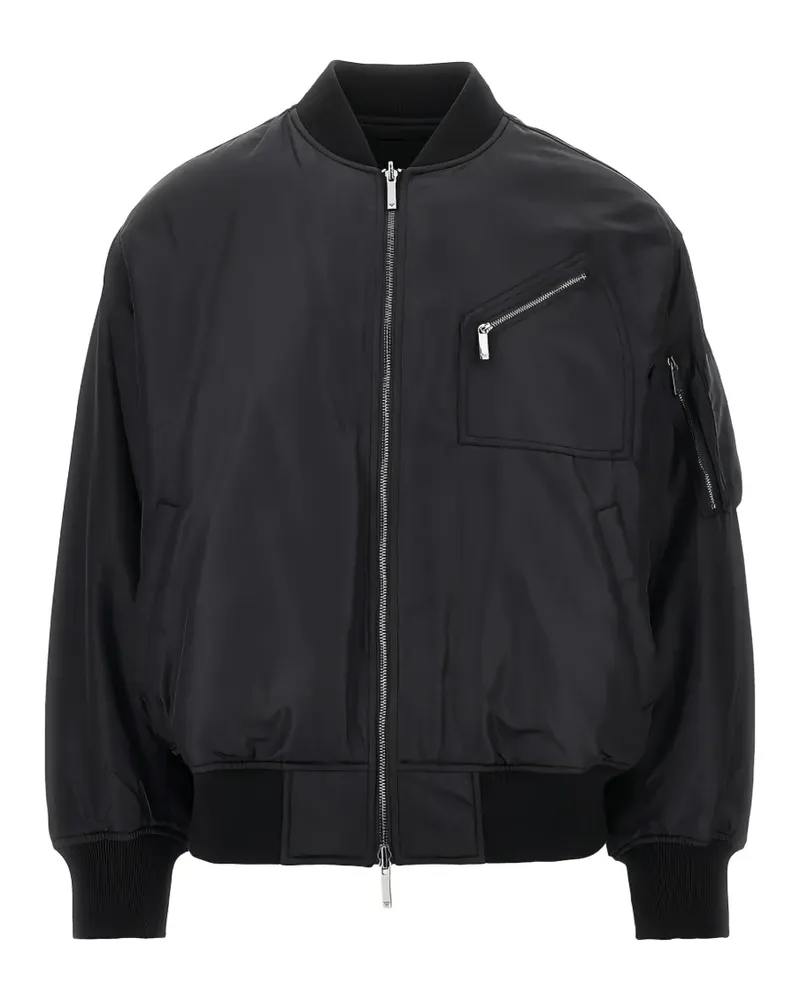 Emporio Armani logo-patch zip-up bomber jacket - Schwarz Schwarz