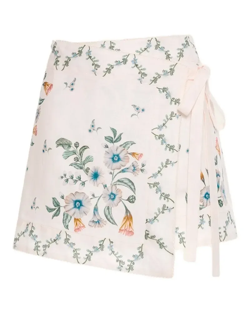 AGUA BENDITA Luna Brisa floral-print mini skirt - Nude Nude