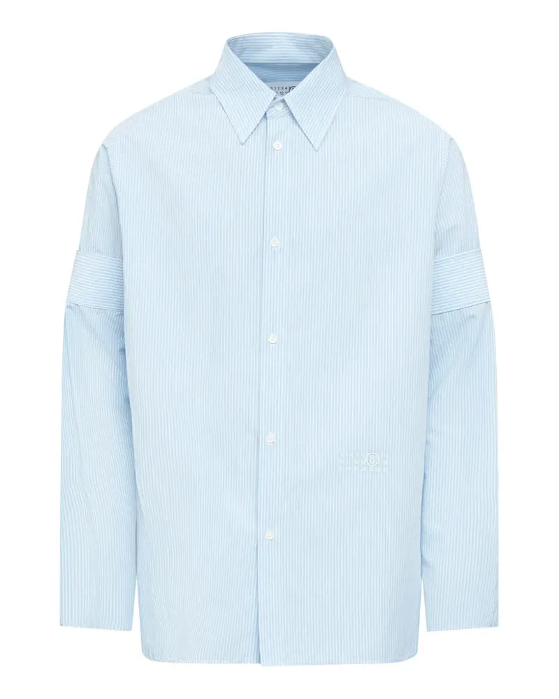 Maison Margiela Gestreiftes Hemd mit Nummern-Stickerei - Blau Blau
