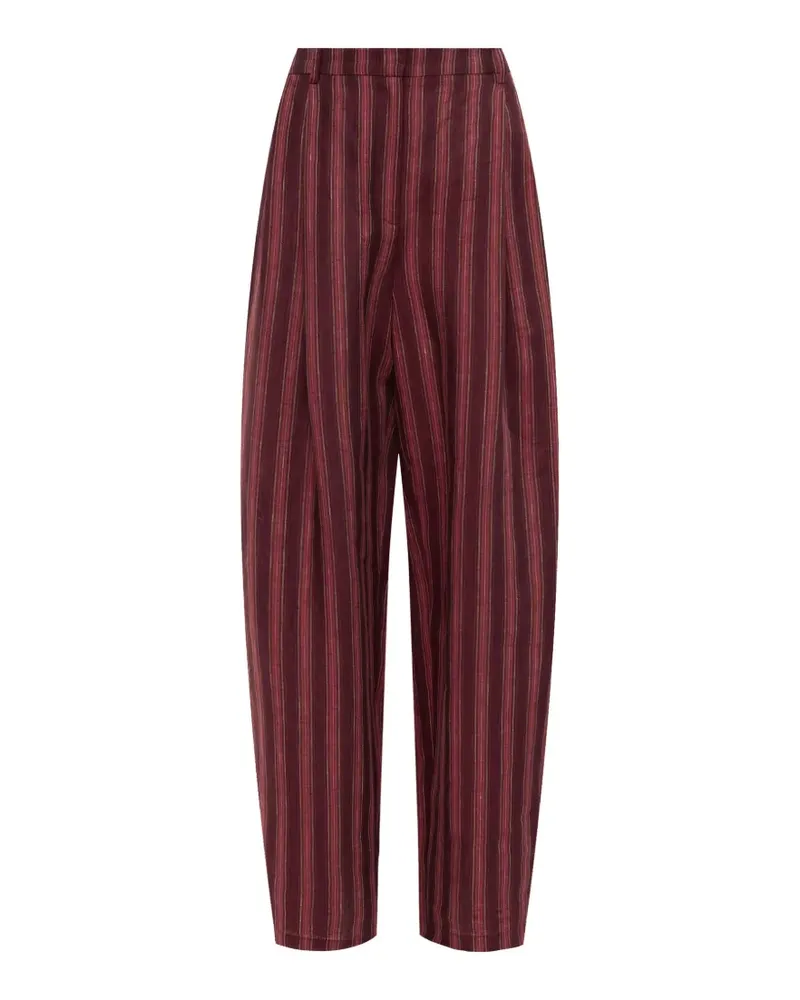 12 STOREEZ Gestreifte Sorbet Leinenhose - Rot Rot