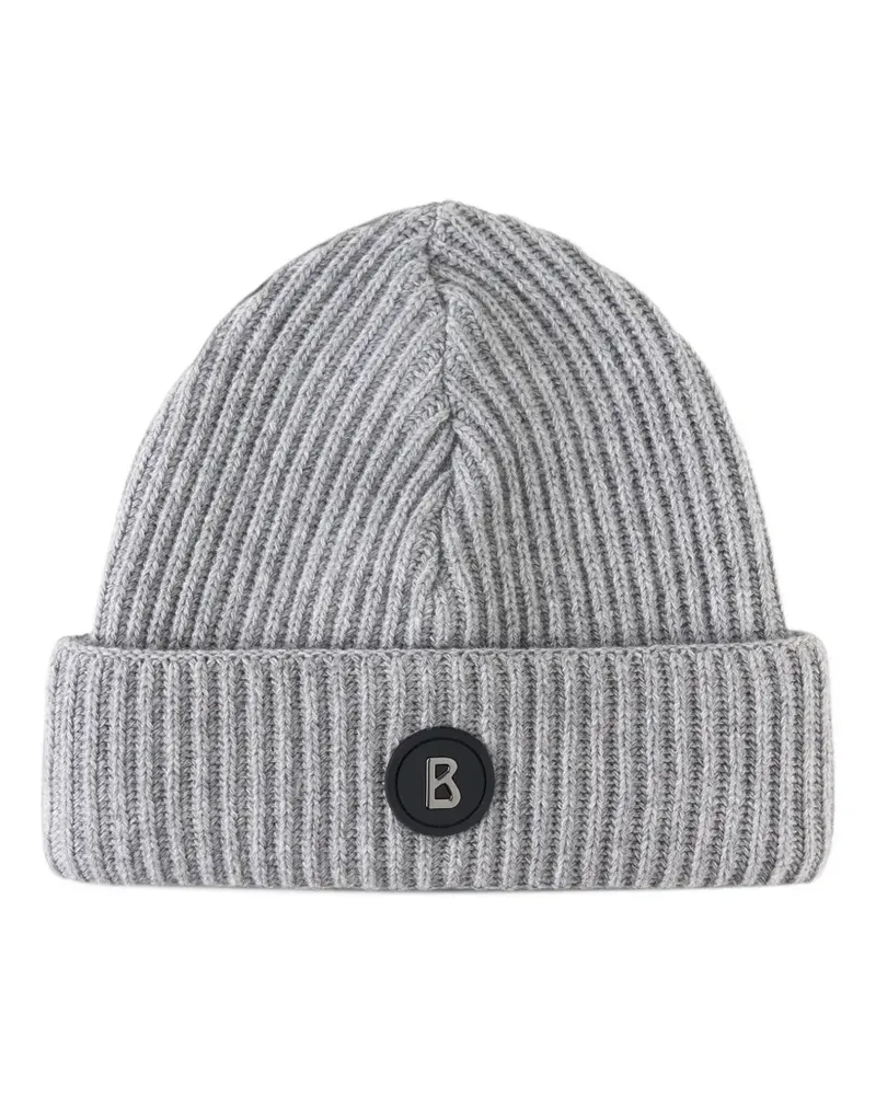 Bogner Gerippte Beanie mit Logo - Grau Grau