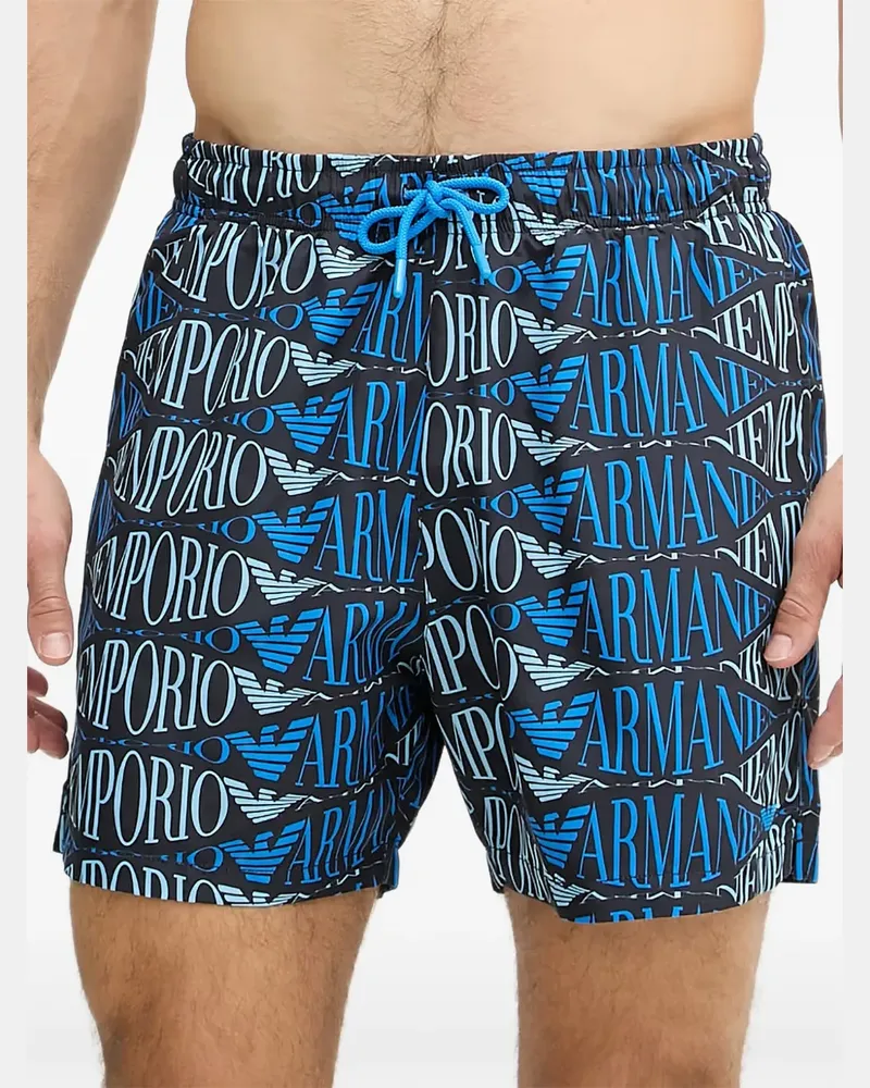 Emporio Armani Badeshorts mit durchgehendem Logo - Blau Blau