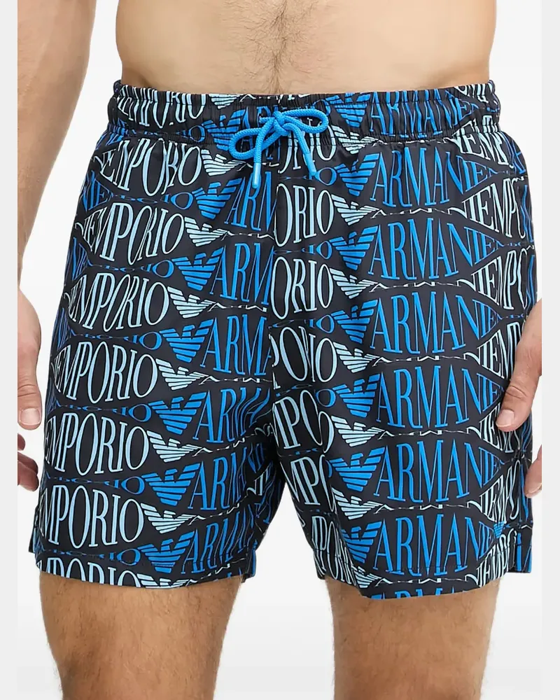 Emporio Armani Badeshorts mit durchgehendem Logo - Blau Blau