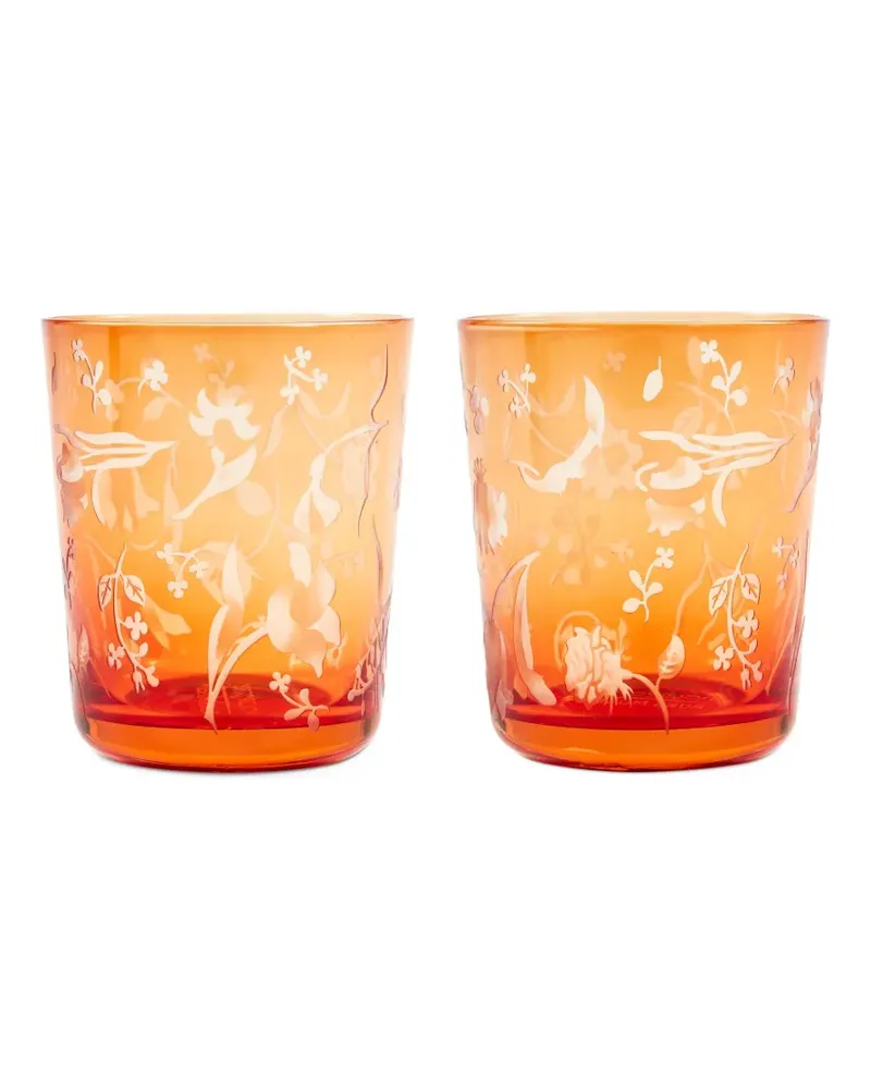 POLSPOTTEN Gläser mit Blumengravur - Orange Orange