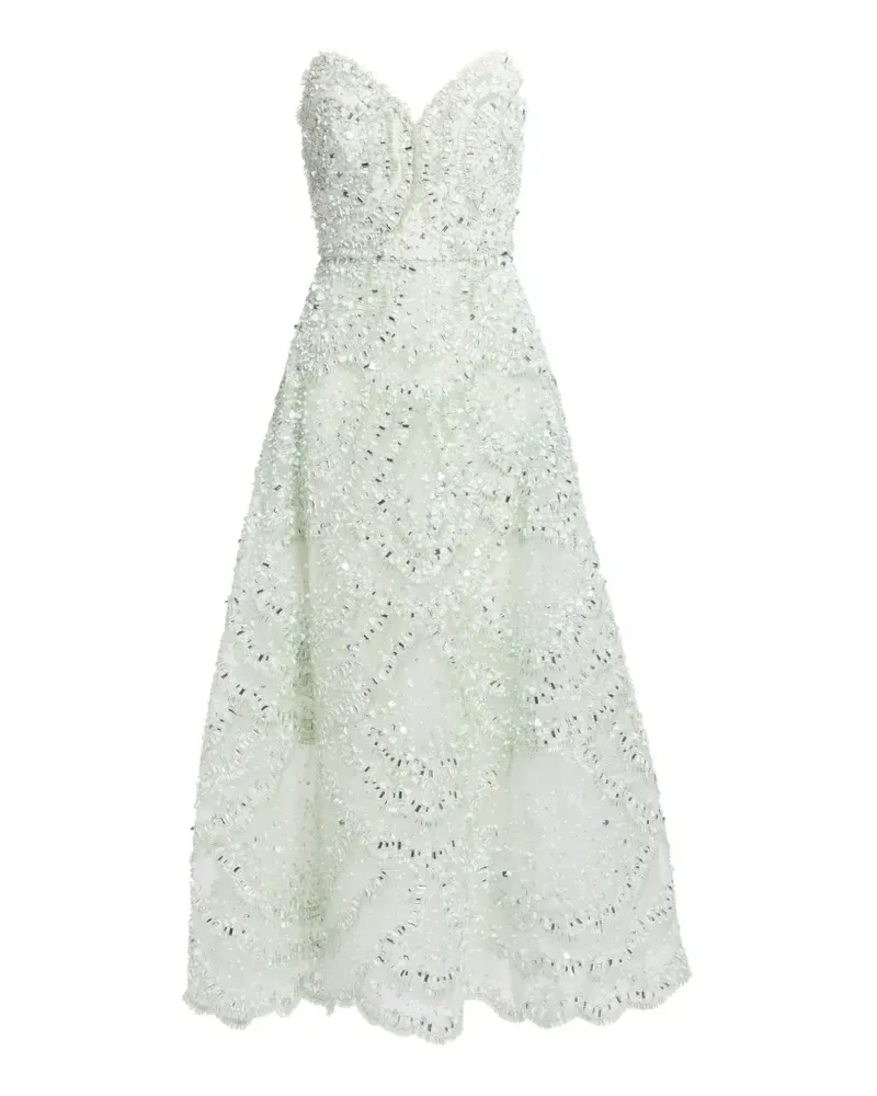Elie Saab Schulterfreies Maxikleid mit Perlenstickerei - Grün Grün
