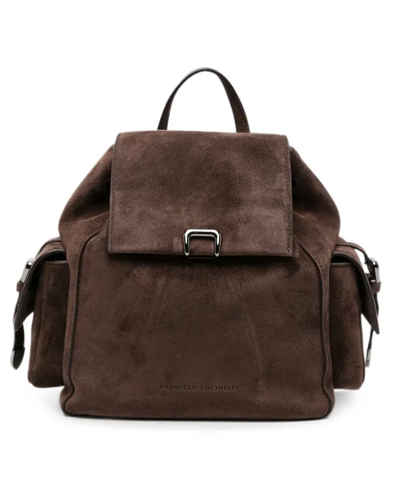 Brunello Cucinelli Sartorial suede-finish buckle-fastening backpack - Braun Braun