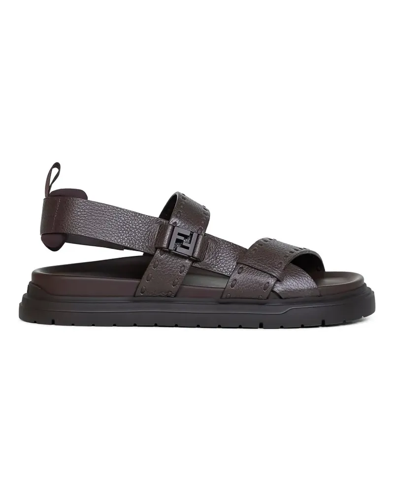 Fendi logo-detail leather sandals - Braun Braun
