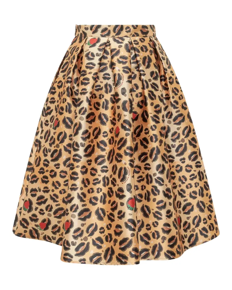 Alessandro Enriquez animal-print pleated midi skirt - Nude Nude