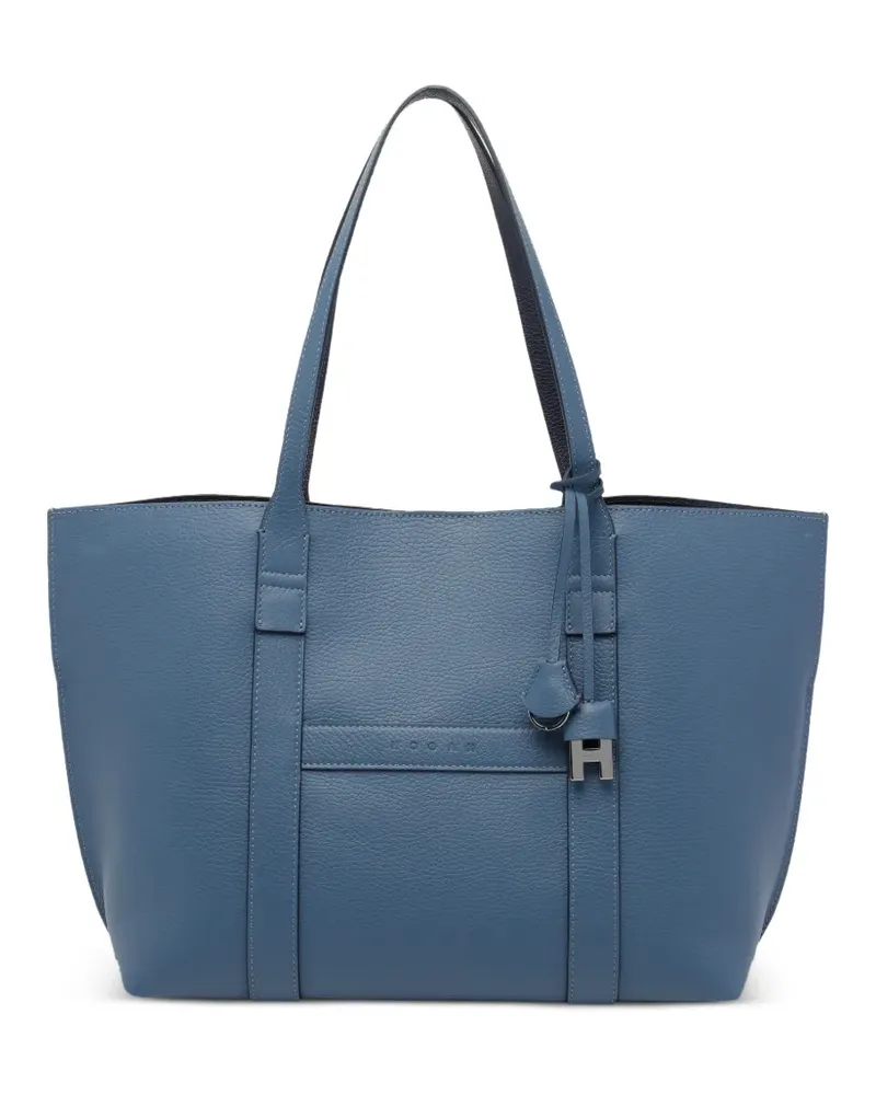 Hogan Mittelgroßer Script Tote Bag mit H-Anhänger - Blau Blau