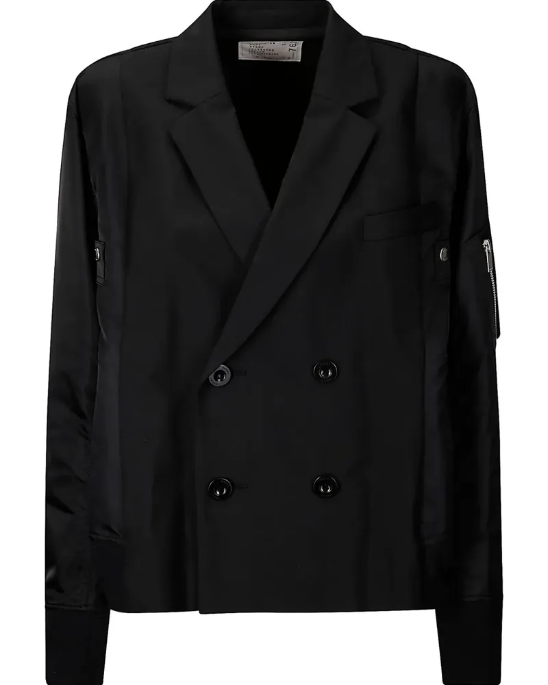 Sacai Klassische Cabanjacke - Schwarz Schwarz