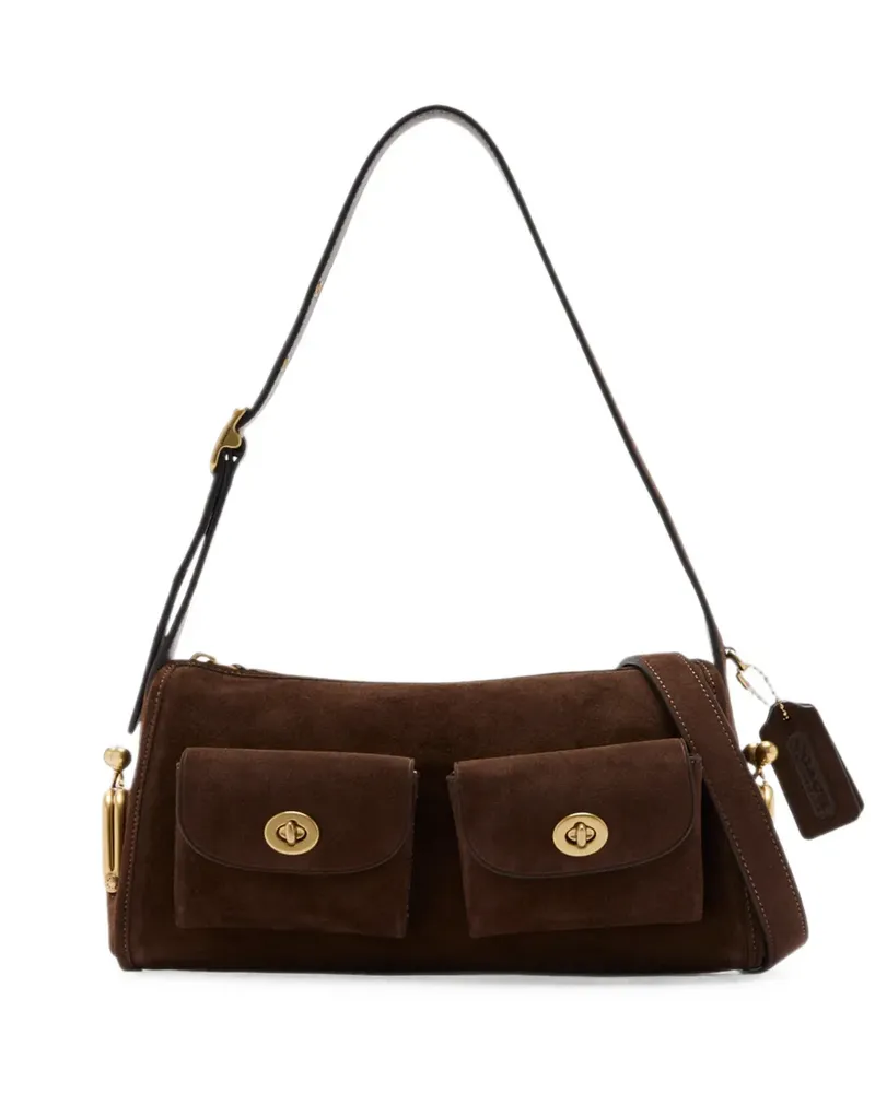 Coach Turnlock suede multi-pocket cross body bag - Braun Braun