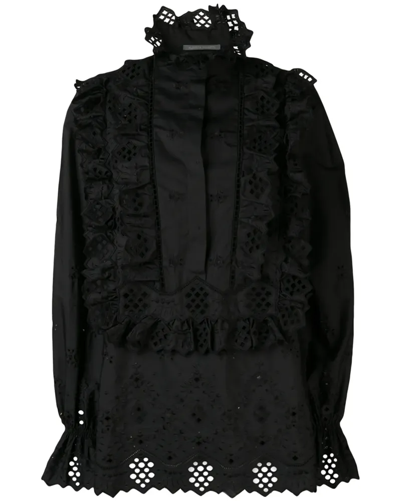 Alberta Ferretti Oberteil mit Rüschen - Schwarz Schwarz