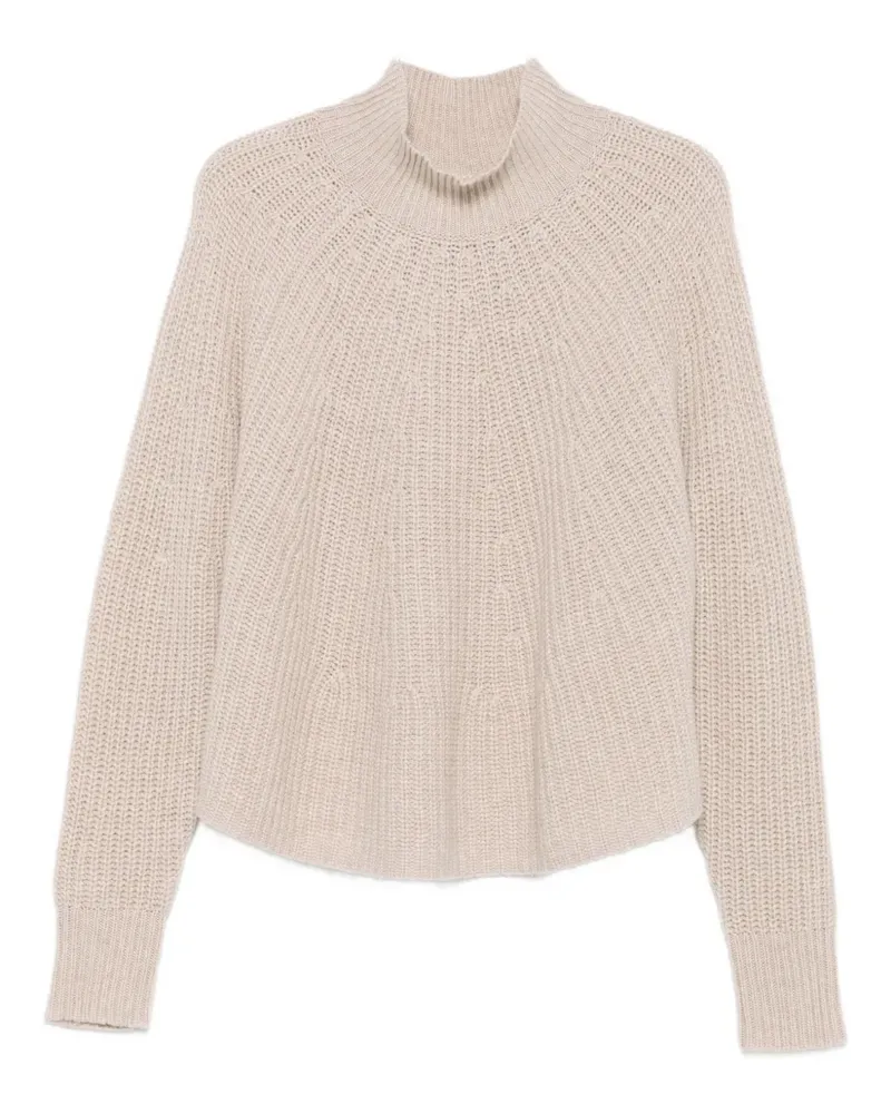 ALLUDE Gerippter Pullover mit Stehkragen - Nude Nude