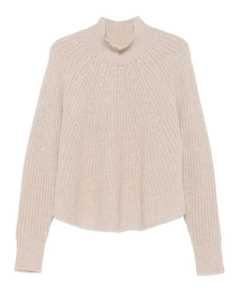 ALLUDE Gerippter Pullover mit Stehkragen - Nude Nude