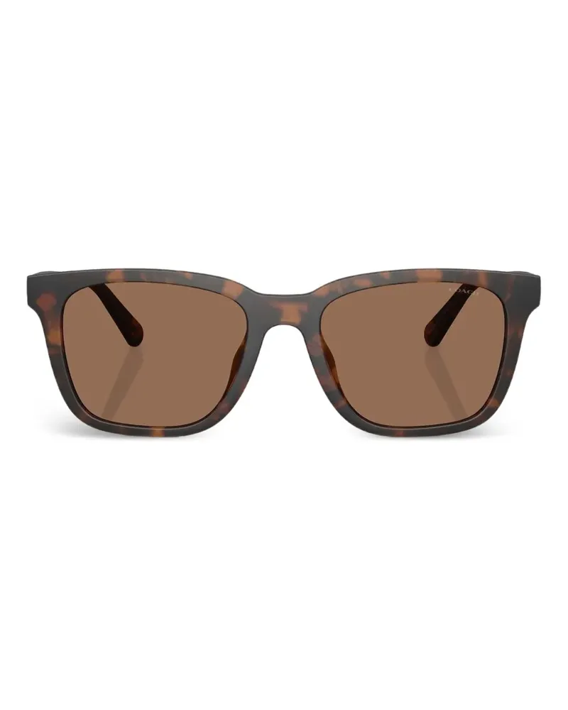 Coach C Hardware textured square-frame sunglasses - Braun Braun