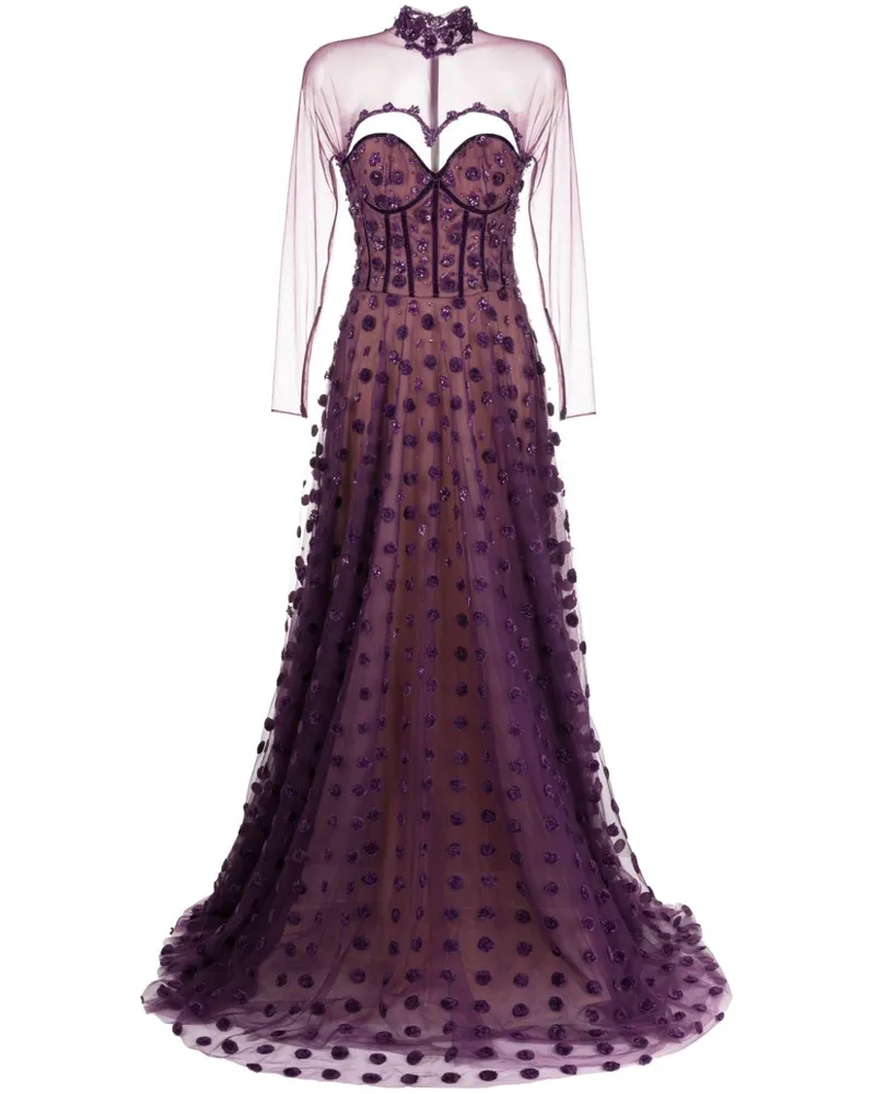 Saiid Kobeisy Gepunktetes Tüllkleid - Violett Violett