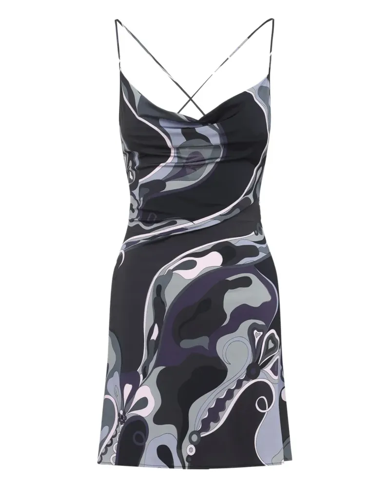 Emilio Pucci cowl-neck abstract-print dress - Schwarz Schwarz