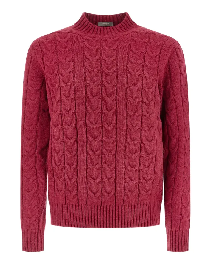 Zanone Stehkragen-Pullover mit Zopfmuster - Rot Rot