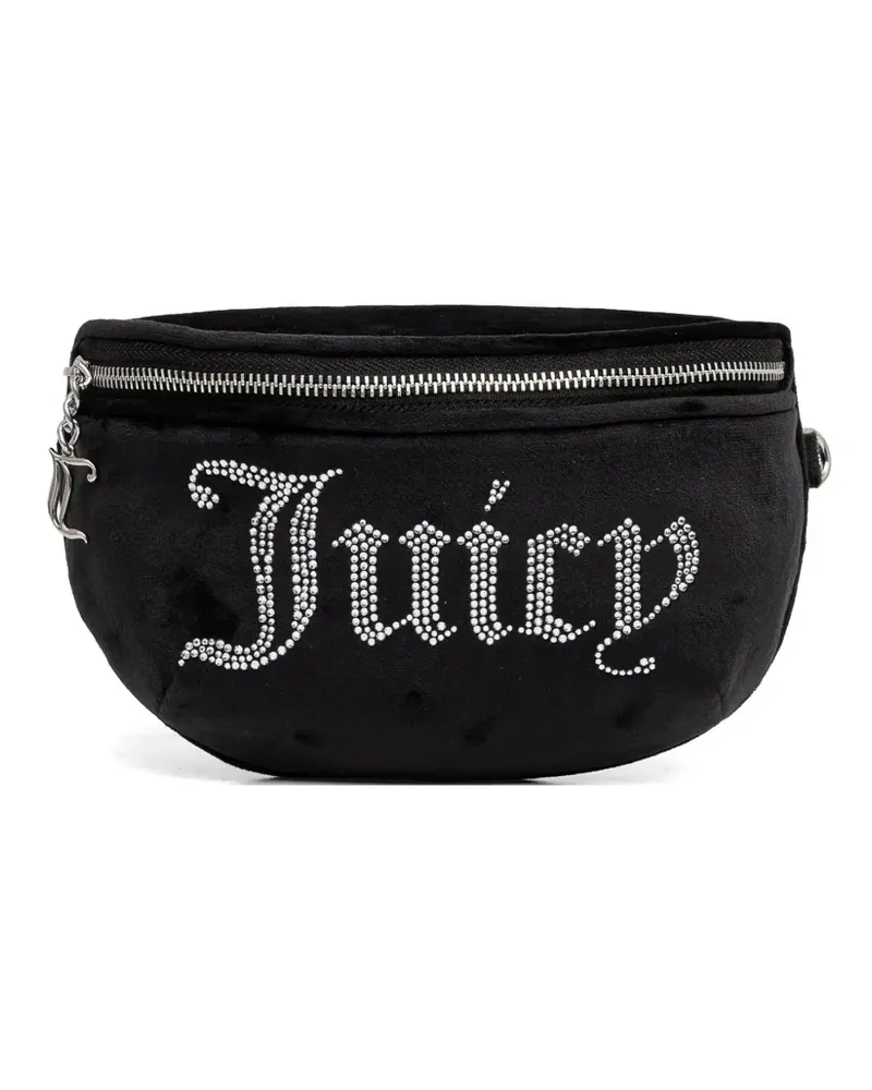 Juicy Couture rhinestone-logo velvet belt bag - Schwarz Schwarz