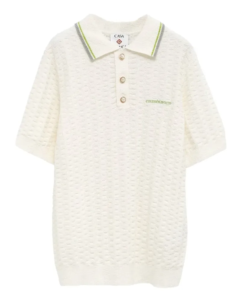 Casablanca Paris textured buttoned polo shirt - Nude Nude