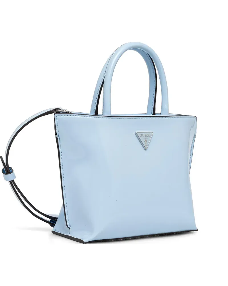 Guess Arnela logo-plaque patent-finish tote bag - Blau Blau