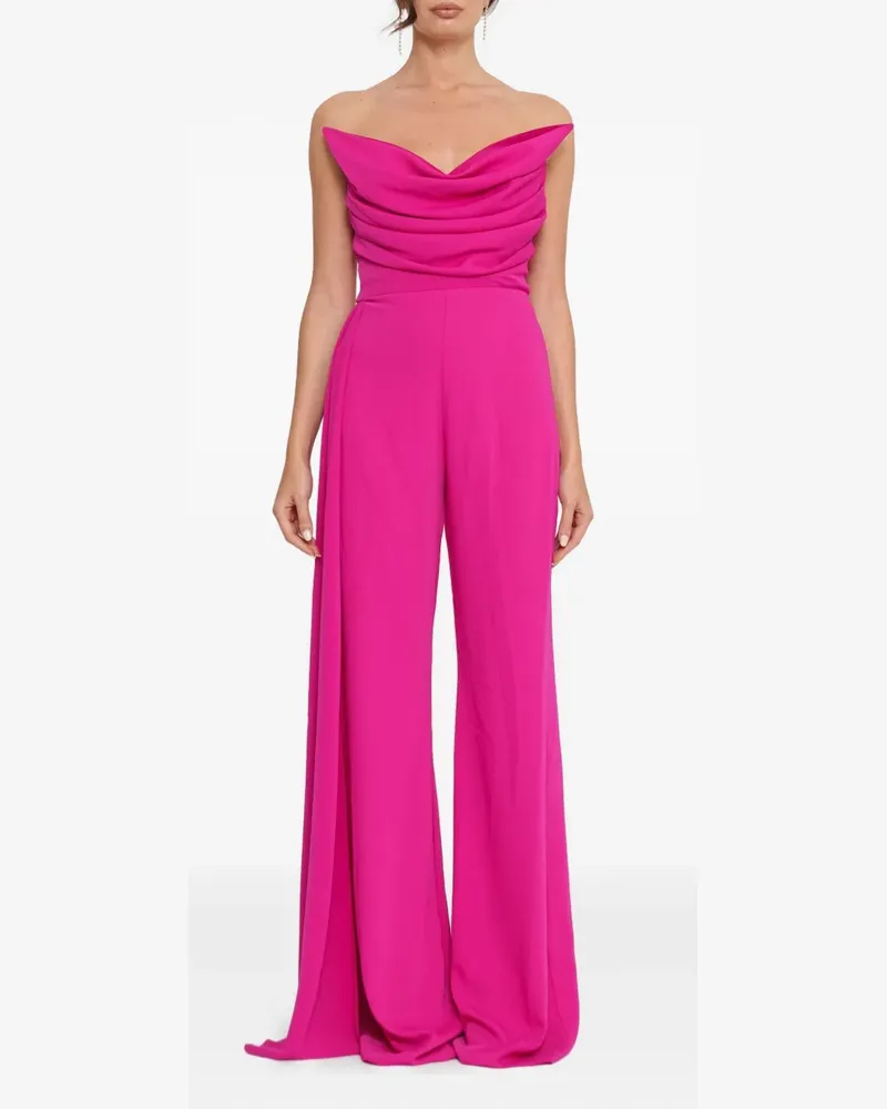 Forever Unique Drapierter Jumpsuit mit Wasserfallkragen - Rosa Rosa